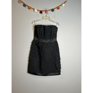 Bebesh black strapless layered ruffle dress